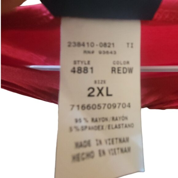 Cherokee Workwear Authentic Scrubs Long-Sleeve Red Top 2XL 95% Rayon 5% Spandex - Picture 3 of 10